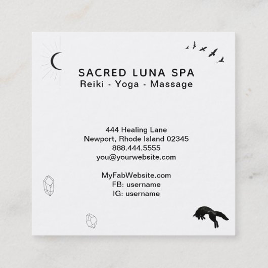 *~* Cosmic Moon Fox Leaping Pine Trees Rainbow Vierkante Visitekaartje (Achterkant)