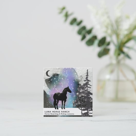 *~* Cosmic Moon Horse Ranch Rainbow Stars Shaman Vierkante Visitekaartje (Staand voorkant)