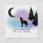 *~* Cosmic Moon Howling Wolf Rainbow Pine Trees Vierkante Visitekaartje (Voorkant)
