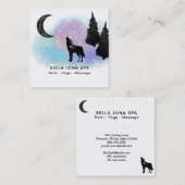 *~* Cosmic Moon Howling Wolf Rainbow Pine Trees Vierkante Visitekaartje (Voorkant / Achterkant)