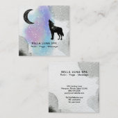 *~* Cosmic Moon Howling Wolf Rainbow Shaman Vierkante Visitekaartje (Voorkant / Achterkant)