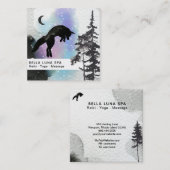 *~* Cosmic Moon Jumping Fox Rainbow Shaman Vierkante Visitekaartje (Voorkant / Achterkant)