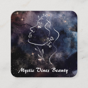 *~* Cosmic Moon Plant Goddess Floral QR Botanisch Vierkante Visitekaartje