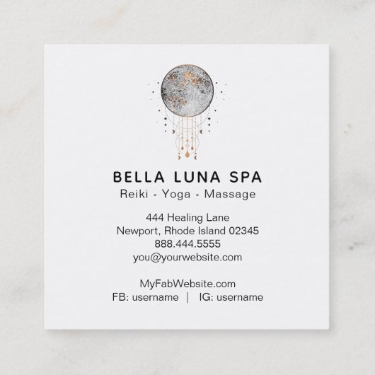 *~* Cosmic Moon Shaman Lunar Universe Vierkante Visitekaartje (Achterkant)