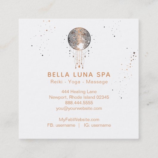 *~* Cosmic Moon Shaman Lunar Universe Vierkante Visitekaartje (Achterkant)
