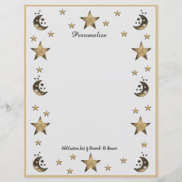 Cosmic Moon & Stars Black & Gold Personalize