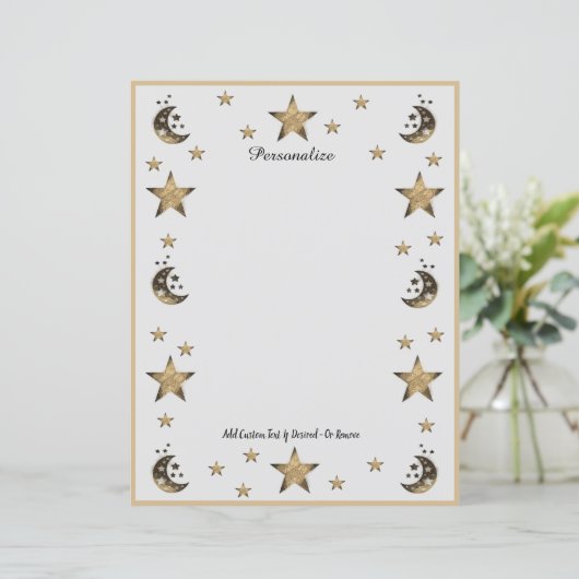 Cosmic Moon & Stars Black & Gold Personalize (Staand voorkant)