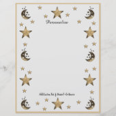 Cosmic Moon & Stars Black & Gold Personalize (Voorkant)