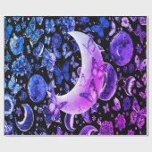 Cosmic Moonlight Black Wrapping Elegant Cadeaupapier (Vlak)