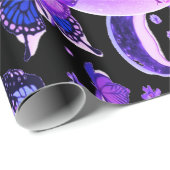 Cosmic Moonlight Black Wrapping Elegant Cadeaupapier (Rol Hoek)