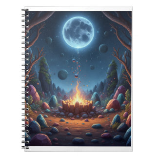 Cosmic Moonlight Campfire Fantasy Spiral Notebook Notitieboek