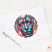 Cosmic Mosaic Face "With Love" Ronde Sticker (Envelop)