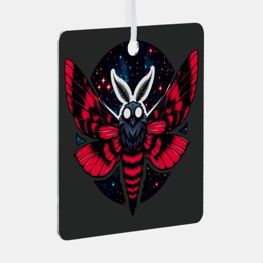 Cosmic Moth - Kunst Folklore Mothman Metalen Ornament (Voorkant Rechts)