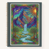 Cosmic Mountain Waterfall Zentangle Nature Journal Notitieboek (Voorkant)