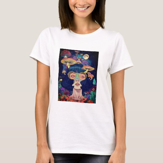 Cosmic Mushroom Dream Dames T-Shirt (Voorkant)