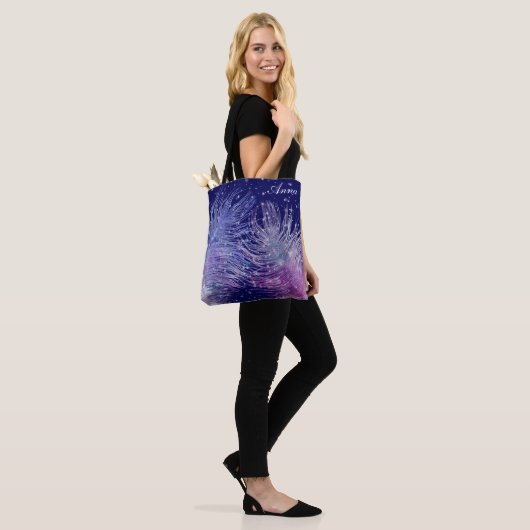 *~* Cosmic Mystical Celestial Feathers Night Blue Tote Bag (Op model)