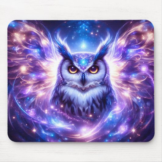 Cosmic Mystical Wisdom Celestial Spiritual Owl  Muismat (Voorkant)