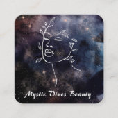 *~* Cosmic Nebula Fantasy Goddess Floral QR Square Vierkante Visitekaartje (Voorkant)