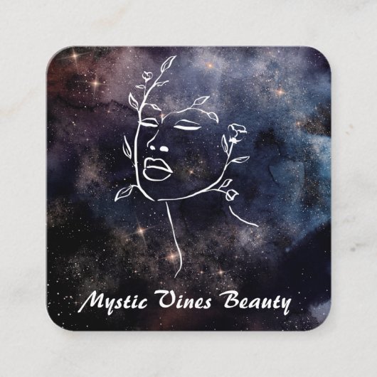 *~* Cosmic Nebula Fantasy Goddess Floral QR Square Vierkante Visitekaartje (Voorkant)