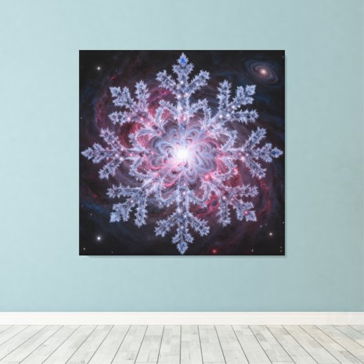Cosmic Nebula Snowflake Canvas Afdruk (Insitu (Houten vloer))