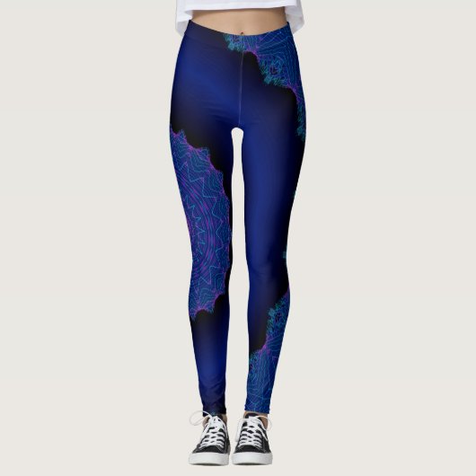 Cosmic Neon Black Hole Blacklight Space Mandala Leggings (Voorkant)