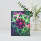 Cosmic Neon Flower Mandala Briefkaart (Staand voorkant)