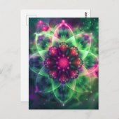 Cosmic Neon Flower Mandala Briefkaart (Voorkant / Achterkant)