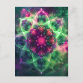 Cosmic Neon Flower Mandala Briefkaart (Voorkant)