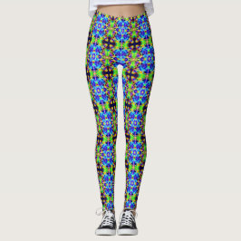 Cosmic Neon Fractal Light Portal-Leggings Leggings