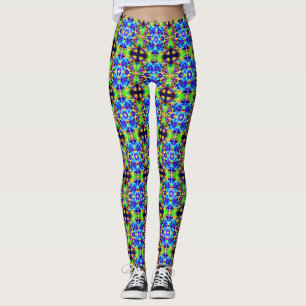Cosmic Neon Fractal Light Portal-Leggings Leggings