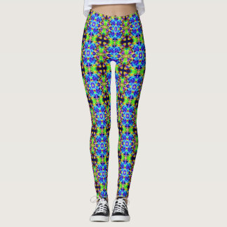 Cosmic Neon Fractal Light Portal-Leggings Leggings