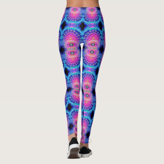 Cosmic Neon Fractal Pattern Leggings (Achterkant)