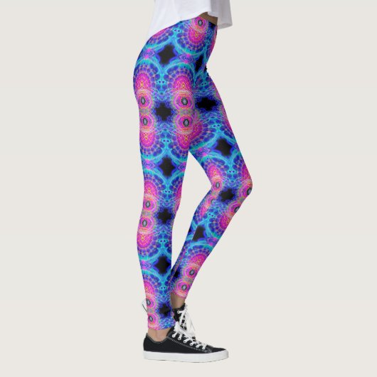Cosmic Neon Fractal Pattern Leggings (Rechts)