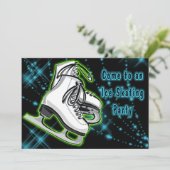 Cosmic Neon Ice Schaatsen Party Kaart (Staand voorkant)