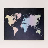 Cosmic Night Galaxy & Holographic Pastel Wereldkaa Legpuzzel (Horizontaal)