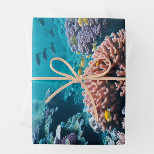 Cosmic Ocean Coral Reef Wrapping Paper (In situ)