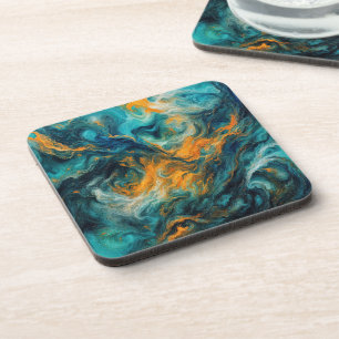 Cosmic Ocean Square – kleurrijk Abstract Bier Onderzetter
