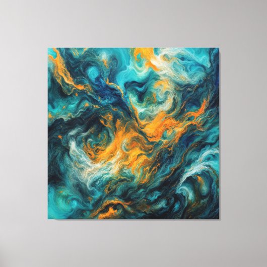 Cosmic Ocean Square – kleurrijk Abstract Canvas Afdruk (Voorkant)