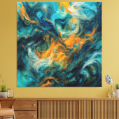 Cosmic Ocean Square – kleurrijk Abstract Canvas Afdruk (Insitu (Woonkamer))