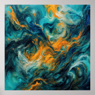 Cosmic Ocean Square – kleurrijk Abstract Poster