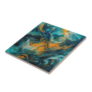 Cosmic Ocean Square – kleurrijk Abstract Tegeltje