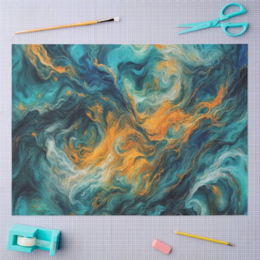 Cosmic Ocean Square – kleurrijk Abstract Tissuepapier (Craft)