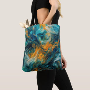 Cosmic Ocean Square – kleurrijk Abstract Tote Bag