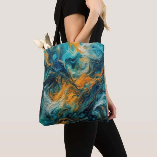 Cosmic Ocean Square – kleurrijk Abstract Tote Bag (Dichtbij)