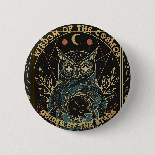 Cosmic Oracle Owl • Mystical Celestial Ronde Button 5,7 Cm (Voorkant)