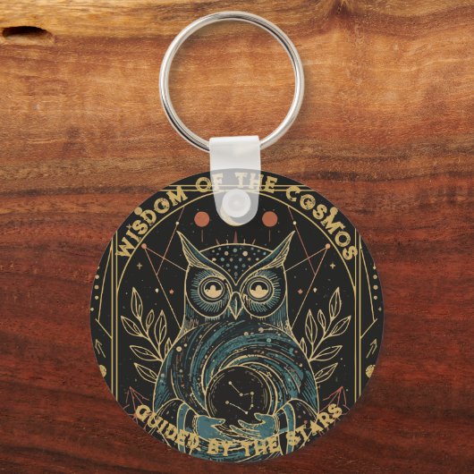 Cosmic Oracle Owl • Mystical Celestial Sleutelhanger (Voorkant)