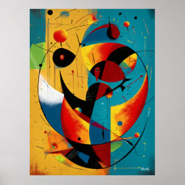 Cosmic Orbit Abstraction in Teal & Tangerine  Poster