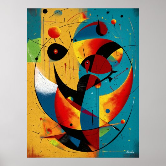 Cosmic Orbit Abstraction in Teal & Tangerine Poster (Voorkant)