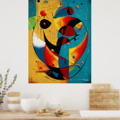 Cosmic Orbit Abstraction in Teal & Tangerine Poster (Keuken)