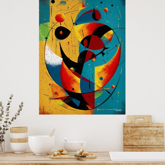 Cosmic Orbit Abstraction in Teal & Tangerine Poster (Keuken)
